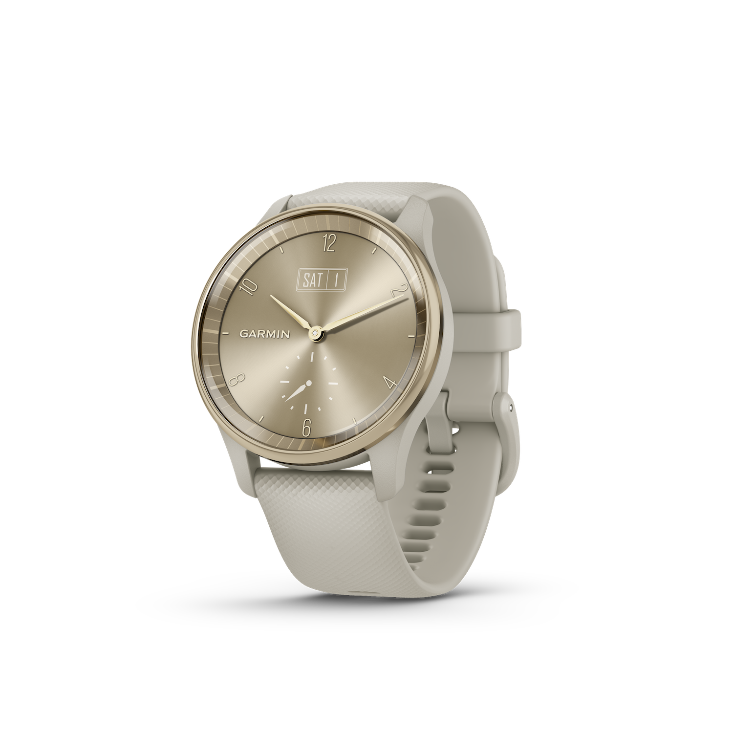 Garmin vivomove TrendCream Gold Stainless Steel Bezel with French Grey Case and Silicone Band