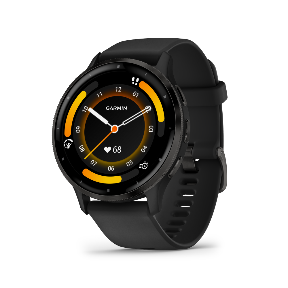 Venu 3 Slate Stainless Steel Bezel with Black Case
and Silicone Band