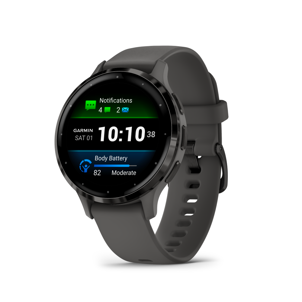 Venu 3S Slate Stainless Steel Bezel  with Pebble Gray
Case and Silicone Band