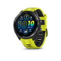 Garmin Forerunner 965Carbon Grey DLC Titanium Bezel with Black Case and Amp Yellow/Black Silicone Band