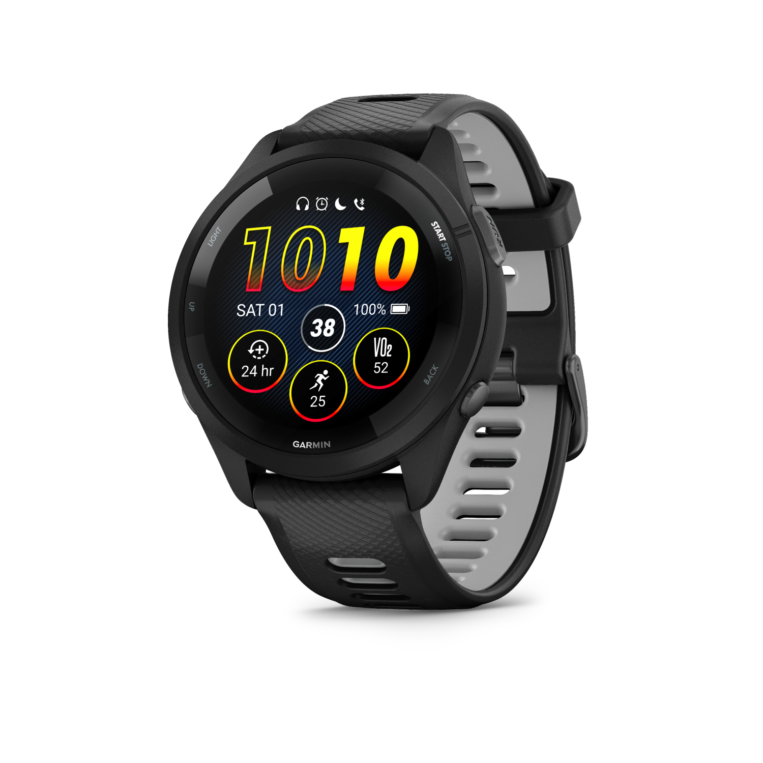 Garmin Forerunner 265Black Bezel and Case with Black/Powder Gray Silicone Band