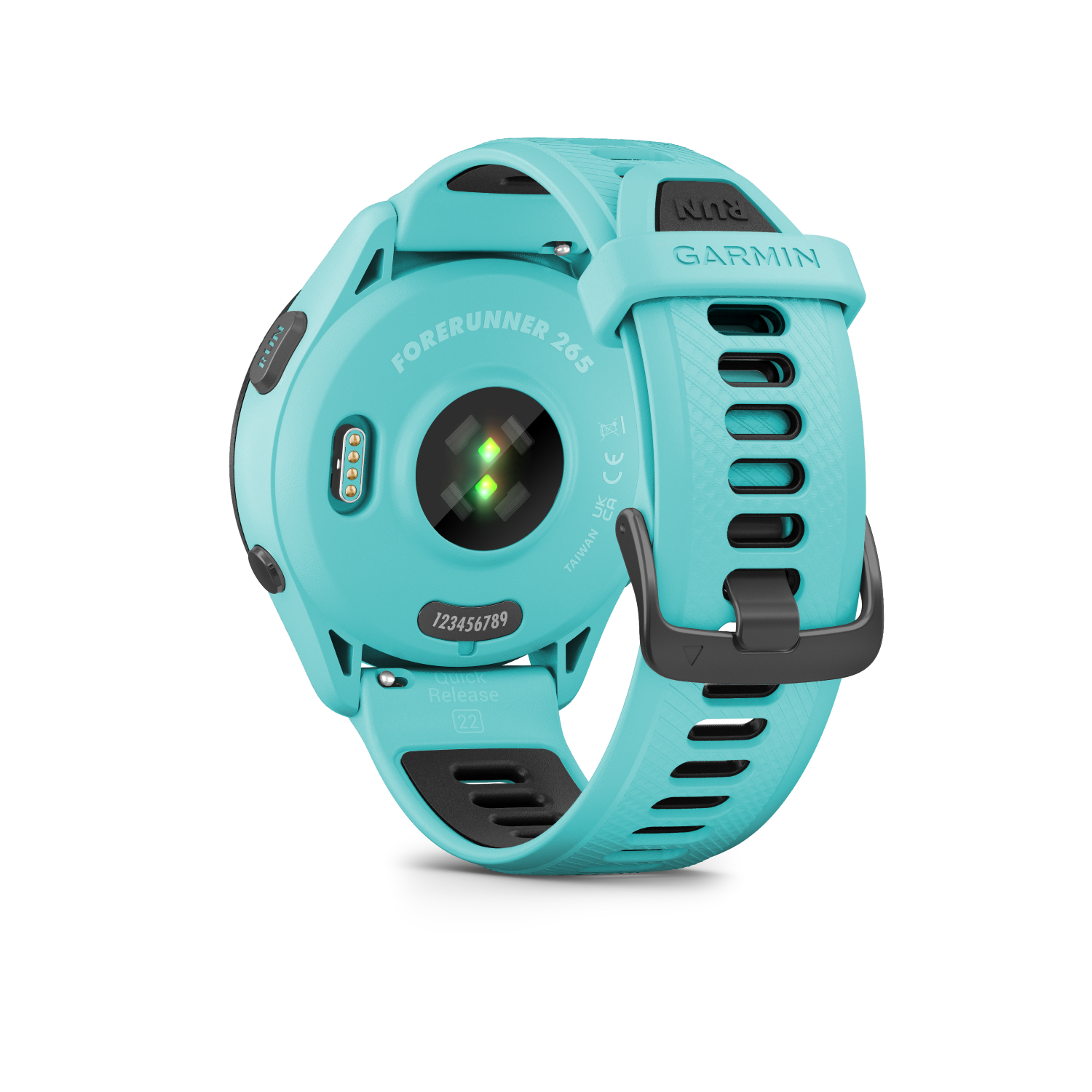 Garmin Forerunner 265Black Bezel with Aqua Case and Aqua/Black Silicone Band