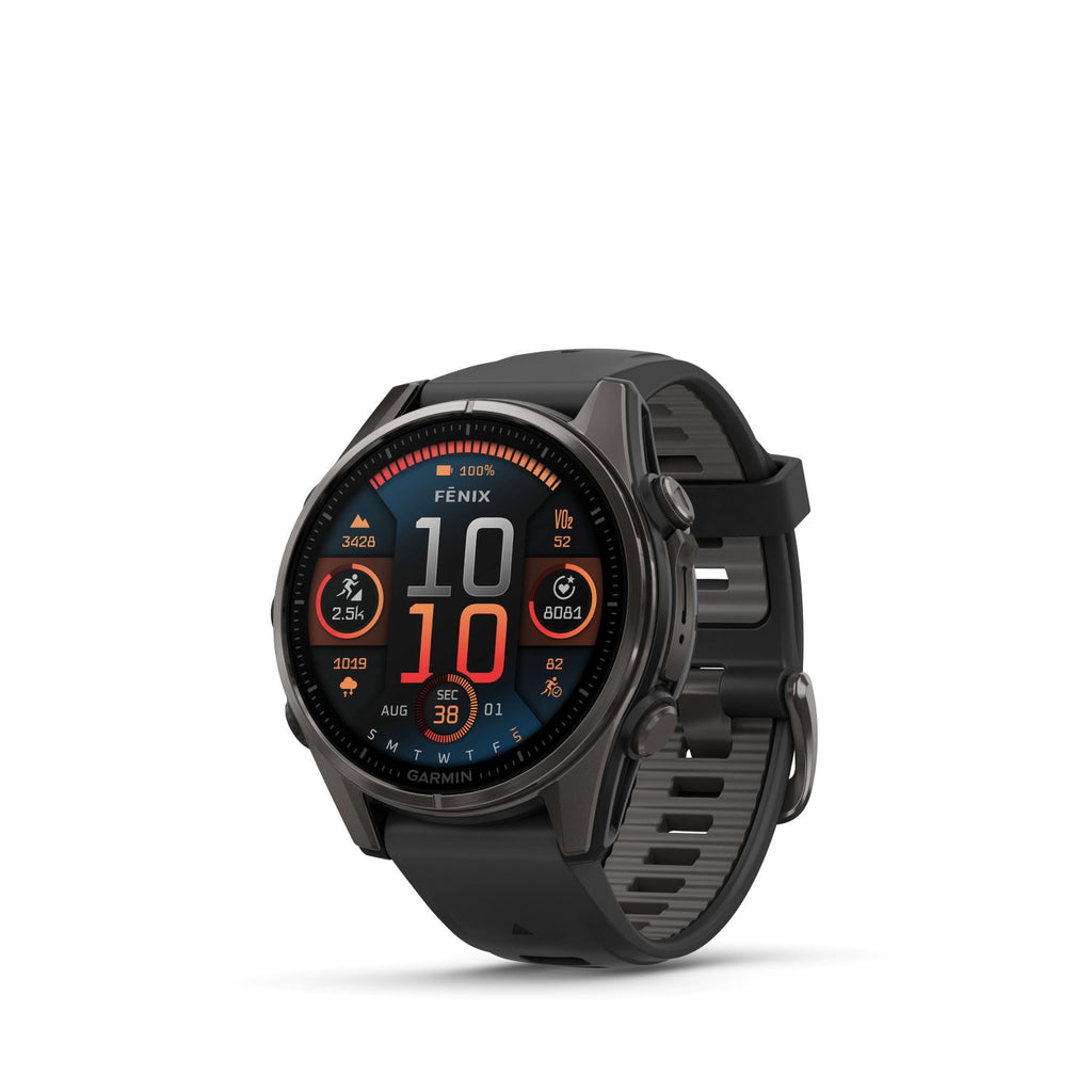 Garmin Fenix 8 - 43 mm, Amoled, Sapphire-Carbon gray DLC titanium with black/pebble gray silicone band