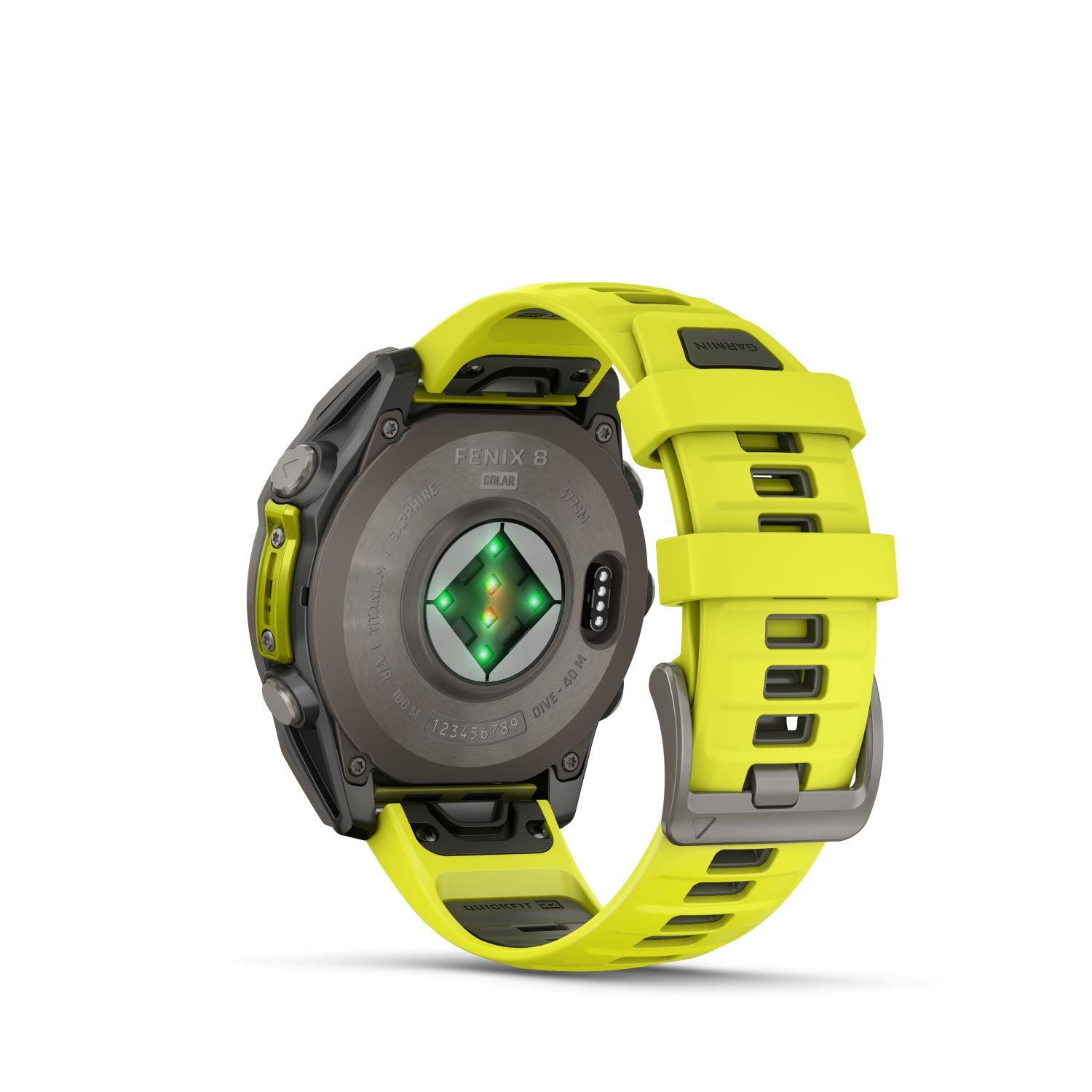 Garmin Fenix 8 – 47 mm, Solar, Sapphire- Titanium with amp yellow/graphite silicone band
