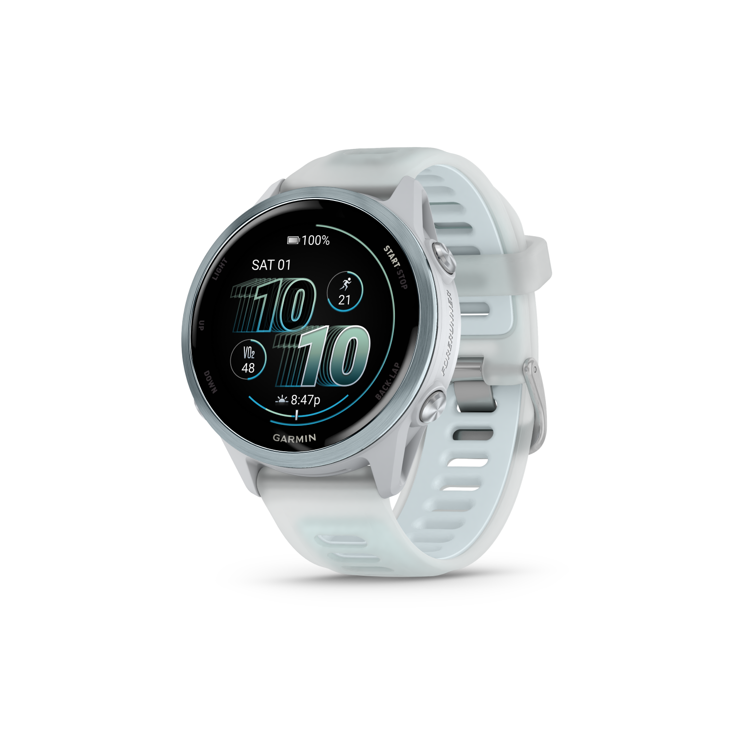 Garmin Forerunner 570 - 42MMCloud Blue Aluminium with Translucent 
Whitestone/Cloud Blue Band