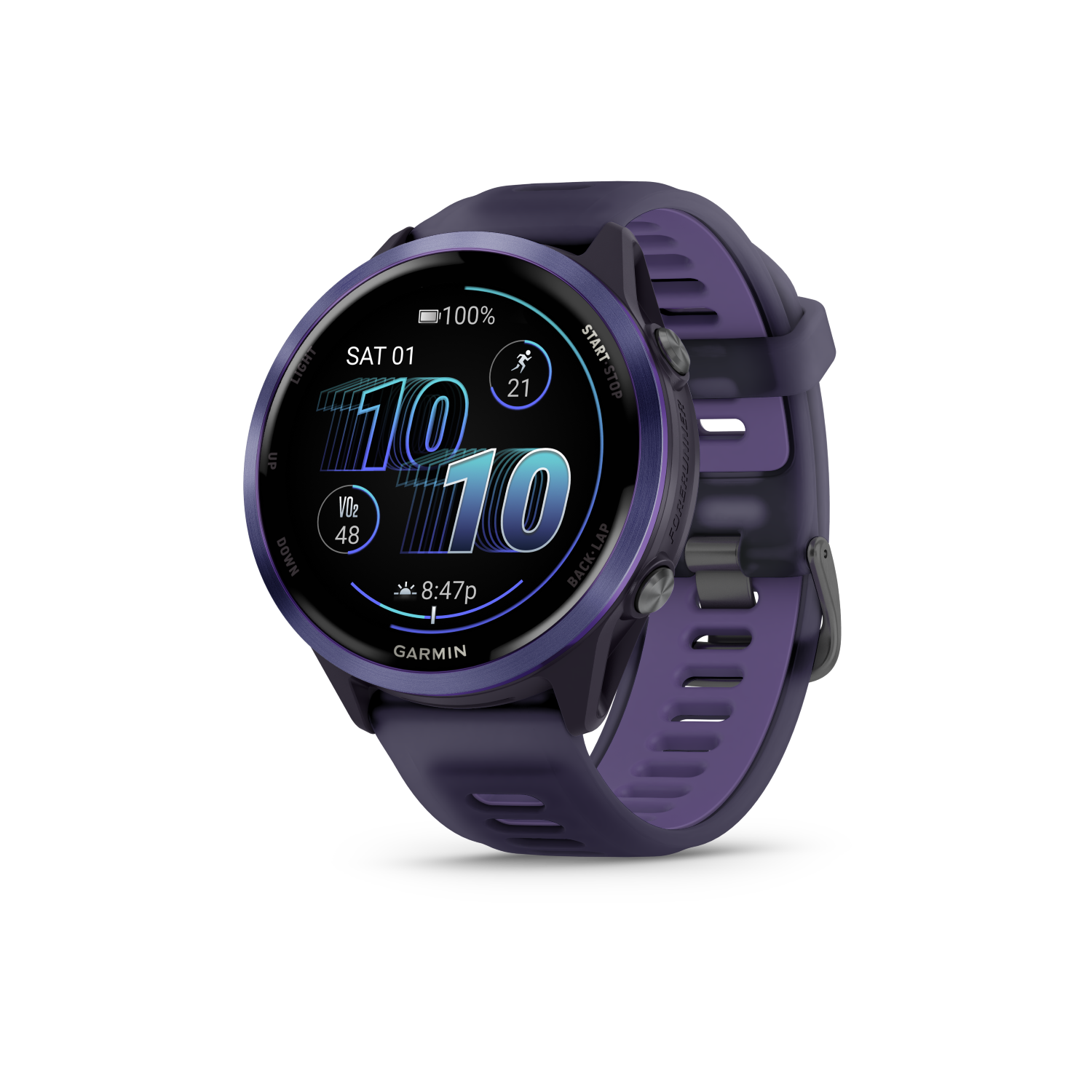 Garmin Forerunner 570 - 47MMIndigo Aluminium with Translucent Imperial 
Purple/Indigo Band
