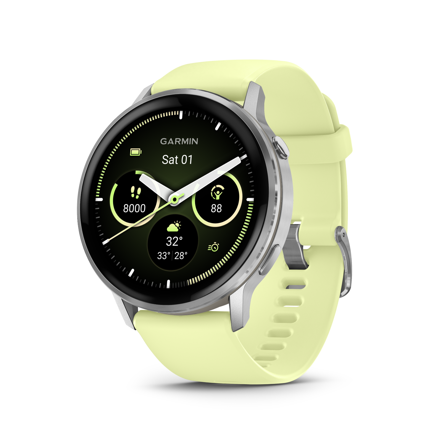 Garmin Venu 4 - 45 mmSilver with Citron Silicone band