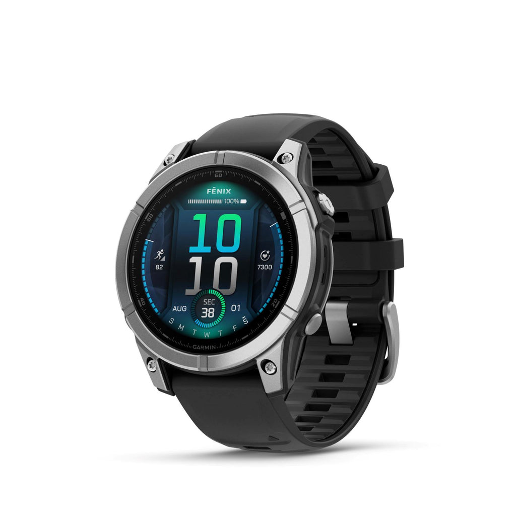 Garmin Fenix E - 47 mm, Amoled- Stainless steel with Black silicone band