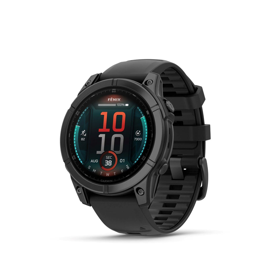 Garmin Fenix E - 47 mm, Amoled- Slate grey steel with Black silicone band